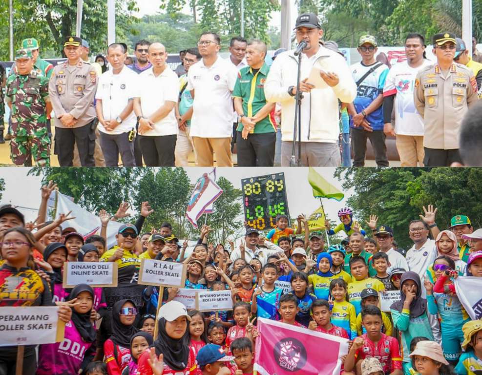 Wali Kota Medan Bobby Nasution saat membuka kejuaraan yang memperebutkan Piala Wali Kota Medan Bobby Nasution itu, Jumat (9/8) di Lapangan Sepatu Roda Taman Cadika, Medan Johor.