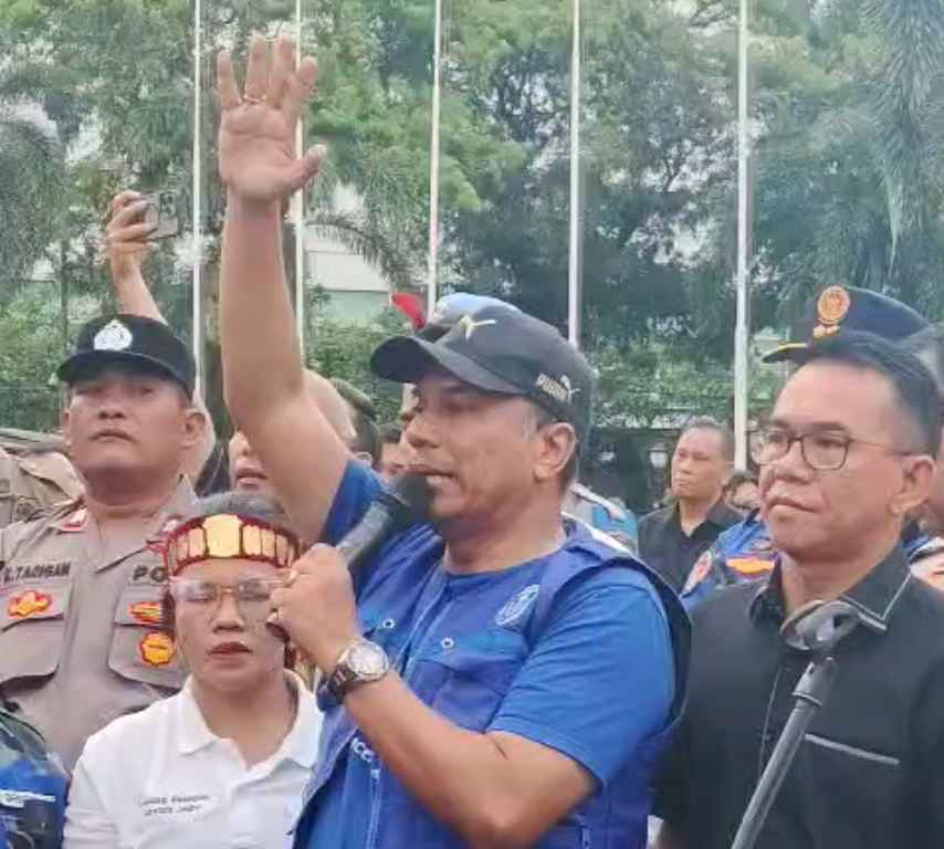 Salah seorang pimpinan massa aksi, Boydo Panjaitan