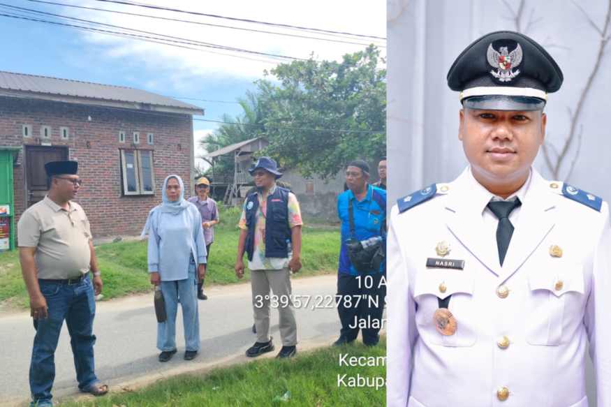 Kiri, kunjungan Tim Kementrian KKP RI, bersama Dinas Perikanan Deli Serdang. Kanan, Kades Palu Sibaji Kec. Pantai Labu, Deli Serdang.