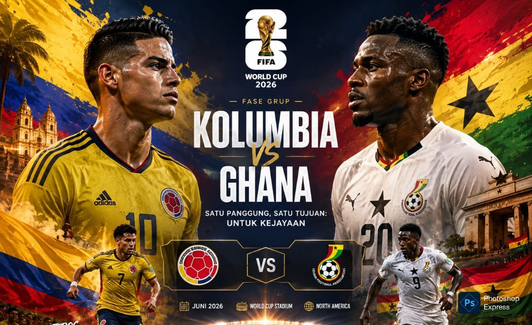 Preview jelang laga Kolumbia versus Ghana di babak 32 besar. (Kitamedan.com)