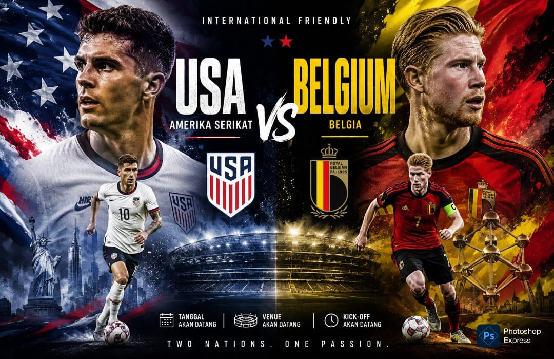 Preview jelang laga AS versus Belgia di Piala Dunia 2026. (Kitamedan.com)