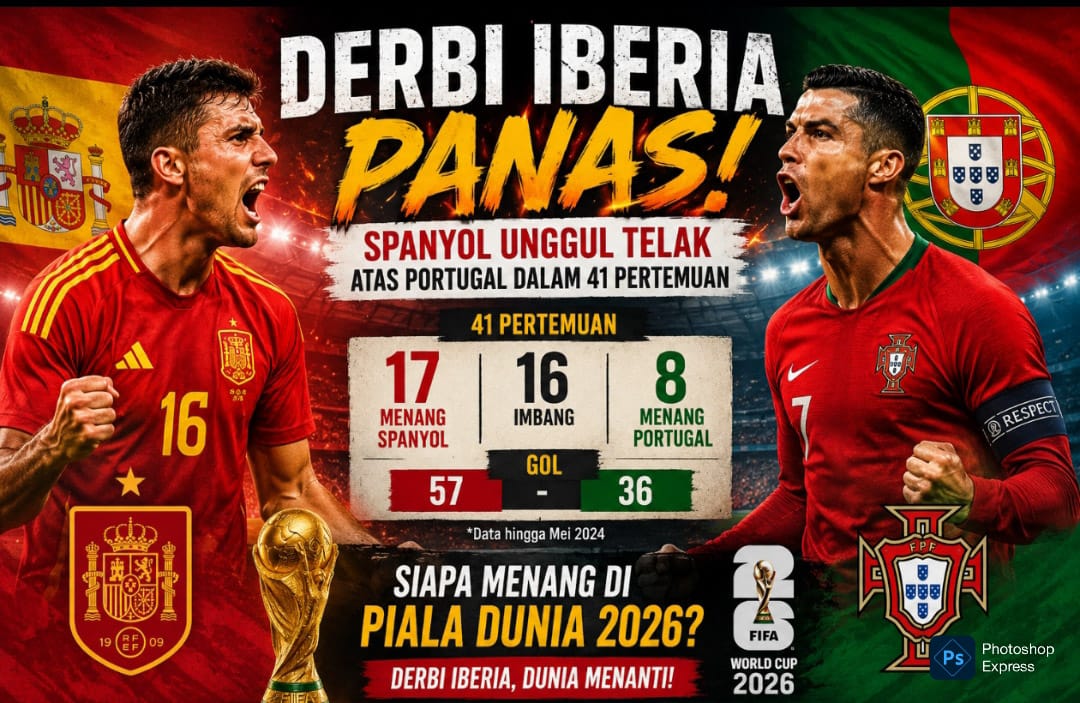 Head to head laga Spanyol versus Portugal. (Kitamedan.com)