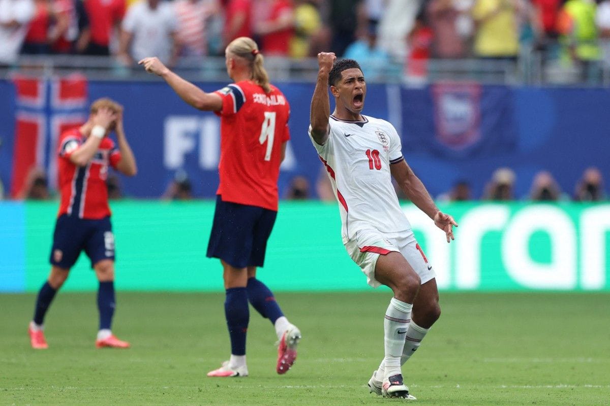 Bellingham rayakan gol usai kalahkan Norwegia lewat extra time skor 2-1. (Google)