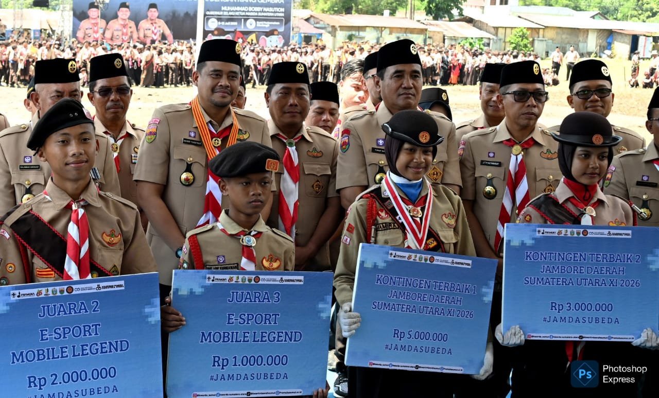Bobby Nasution tutup Jamdasu XI, hadiahi 19 petugas upacara berangkat ke Jamnas 2026. (Kominfo Sumut Dok)