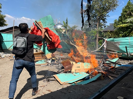 Sarang narkoba di area perkebunan dengan pengamanan sejumlah CCTV digerebek polisi di Sei Mencirim, seluruh barak rata dibumihanguskan, Kamis (9/7/2026).